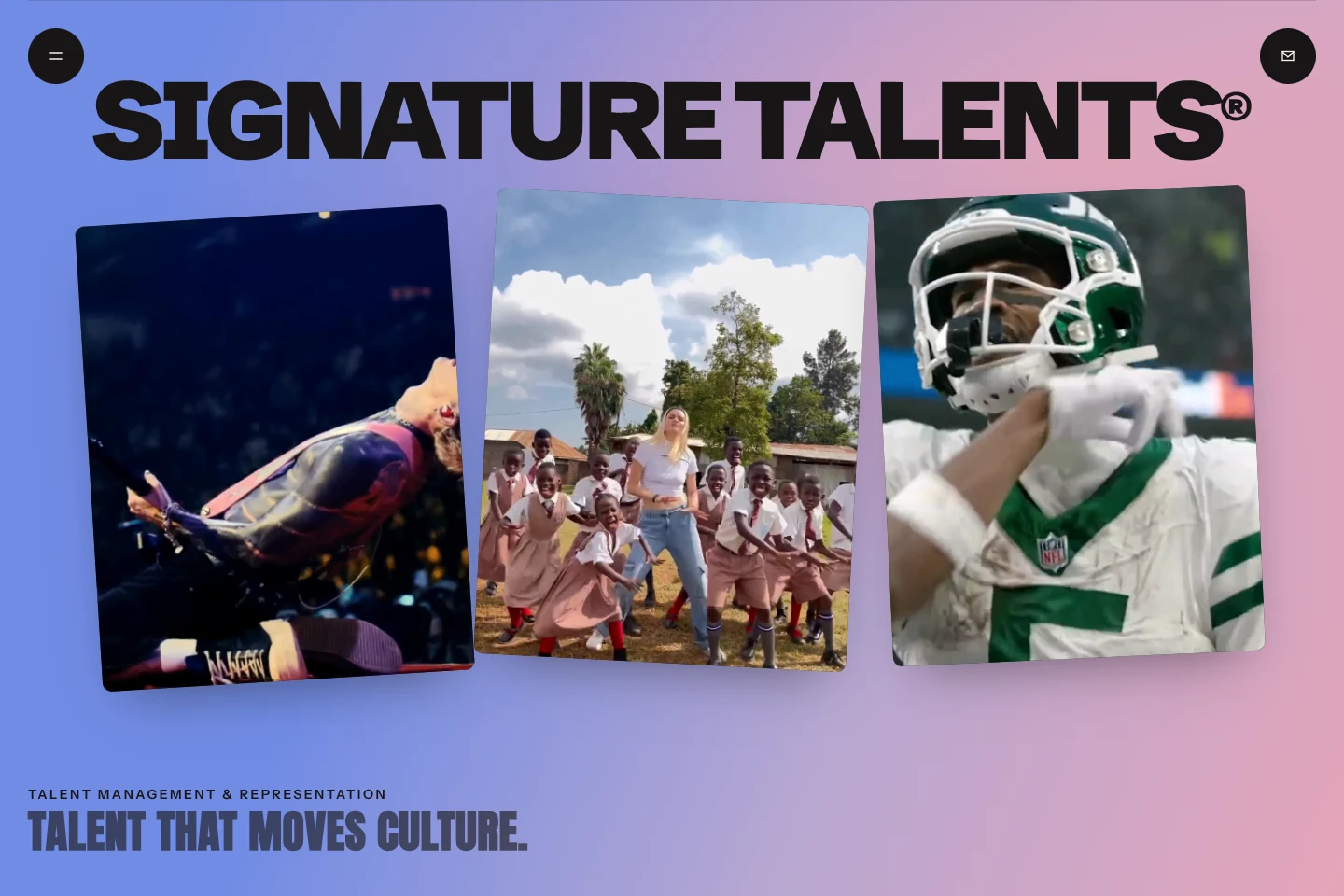Signature Talents redesigned homepage